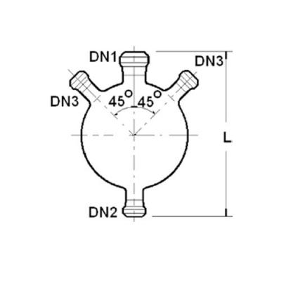 球形釜體, 四開(kāi)口, 帶放料口，10~200L