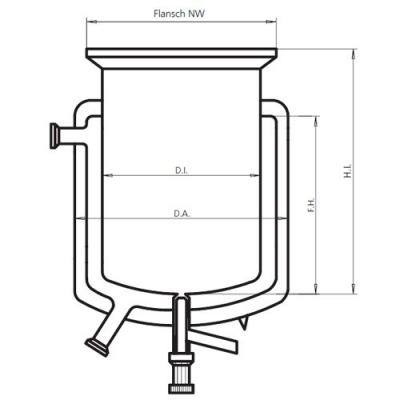 三層反應(yīng)釜釜體，帶底閥, 250mL~50L